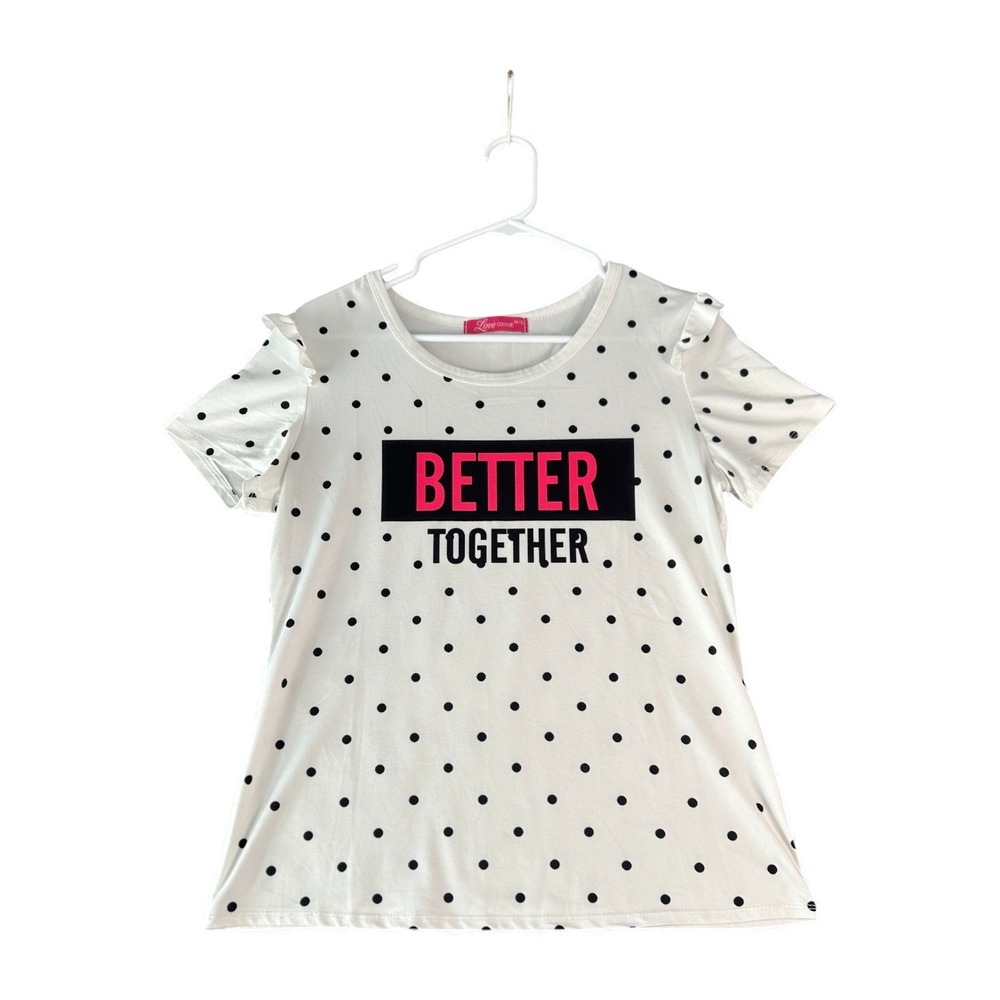 Love Culture Polka‎ Dot Shirt Womens Plus Size XXL Ruffle Sleeve Better Together